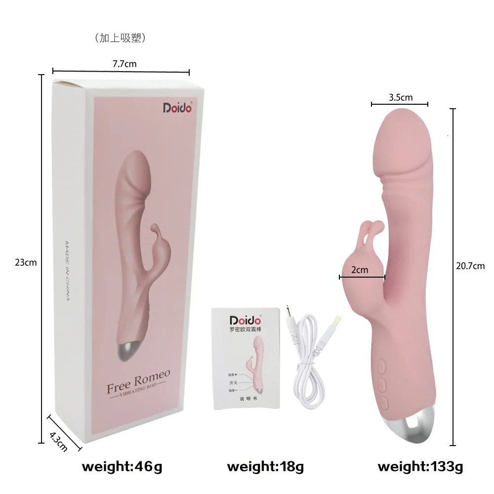 Vibrators USB charging Rabbit Vagina G Spot Clitoris Nipple Dual Stimulator Massager Dildo Sex Toys For Women Adult Masturbators 231018