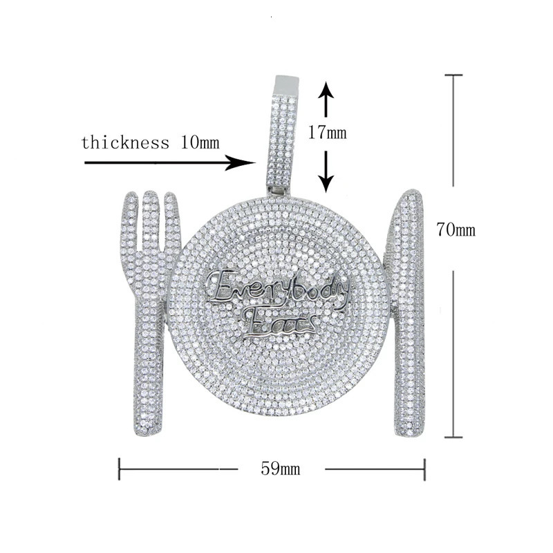 Chokers Sparking Bling 5A CZ Everybody Eats Pendant for Men Hip Hop Iced Out Rock Punk Letters Two Tone Gold Plated Necklace Jewelry 231018