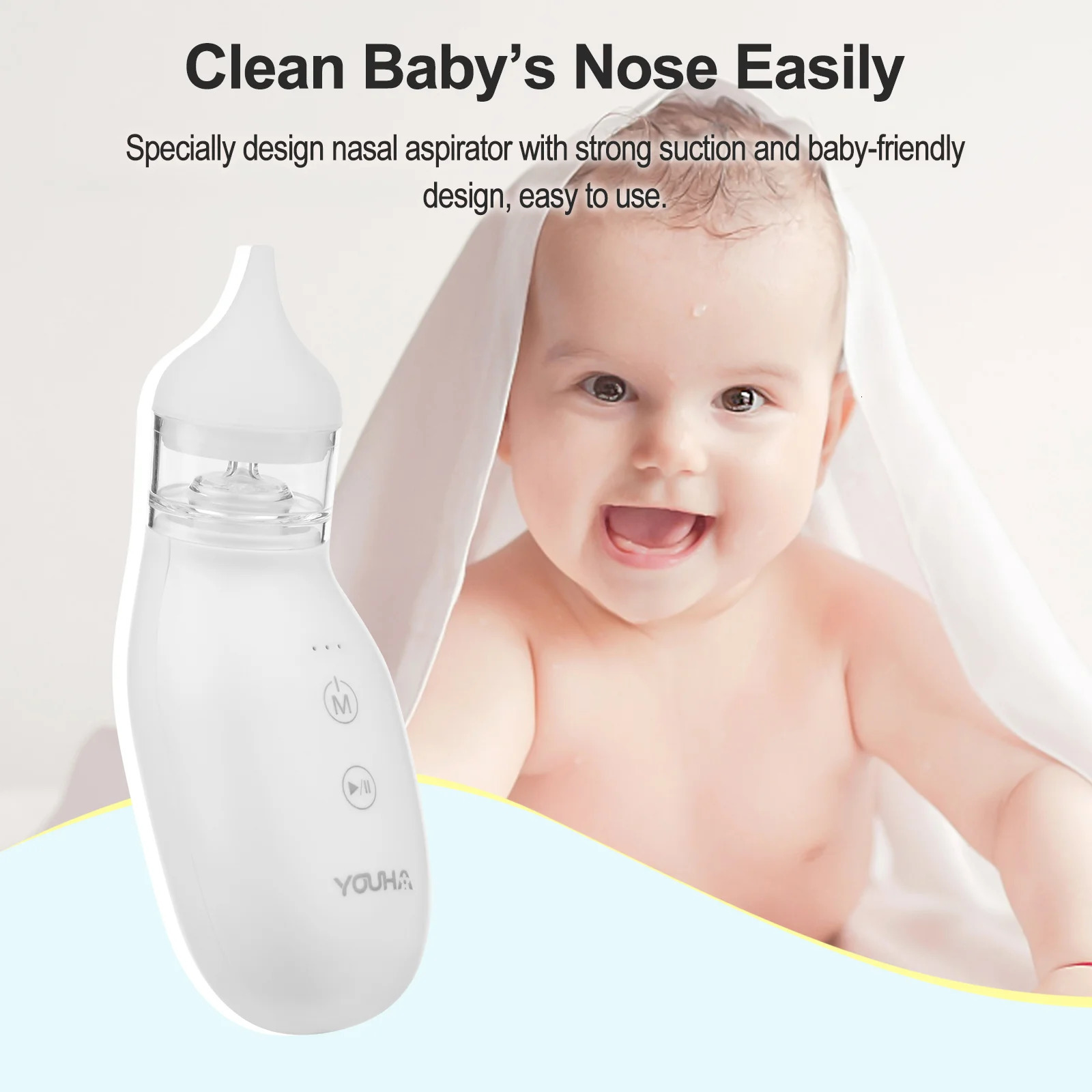 Nasal Aspirators# YOUHA Q2 Electric Baby Nasal Aspirator Nose Cleaner Nose Sucker with Extra Aspirator Tip for born Infants Toddler 231019