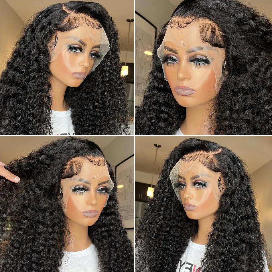 HD Invisi Strap Brazilian 360 Frontal Wigs Human Hair Preplucked Deep Curly Glueless full Lace Front Wig Synthetic Ready To Wear