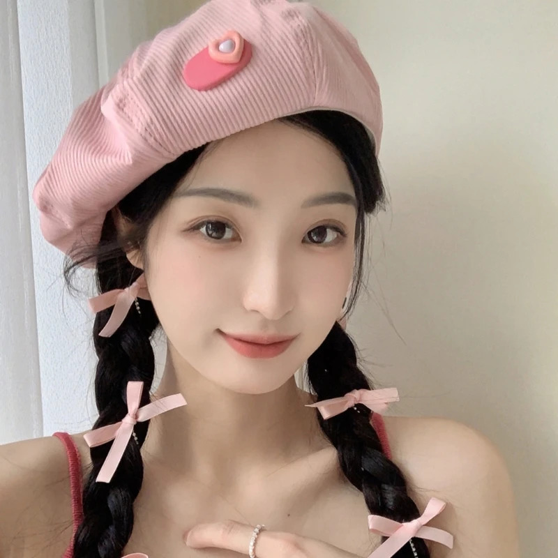 Berets Y2k Girl Lovely Candy Color Beret Hat Women Lightweight French Painter Hat Lady Spring Summer Outdoor Sunproof Cap Po Props 231018