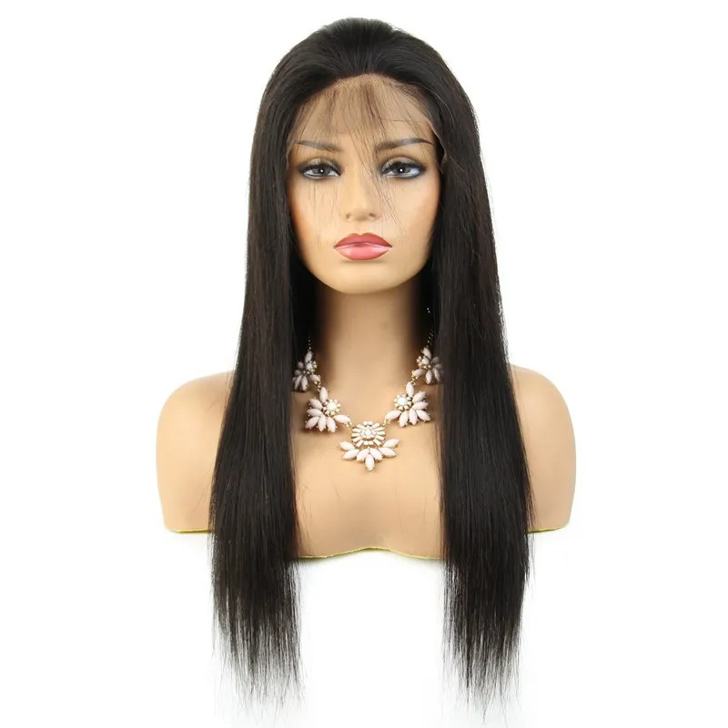 Natural Color Brazilian Straight Hair Wigs With Bangs Full Machine Made Human Hair Wigs For Women 150% density