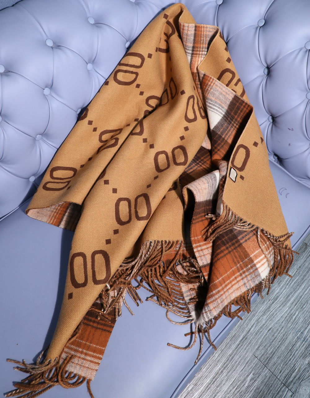 High end cashmere shawl large G cape Scottish style - double sided heavy work super warm large shawl clothing blanket multifunctional