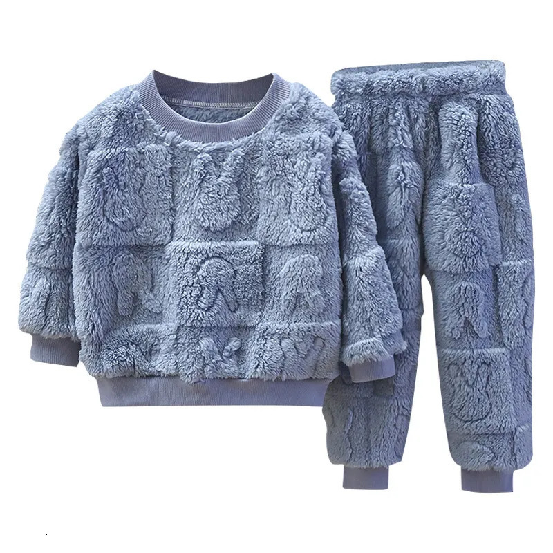 Pajamas Children's Pajama Set Warm Autumn Winter Sleepwear for Kids Boys Girls Thickened Homewear Plush Baby Clothes Set 1-10years 231019