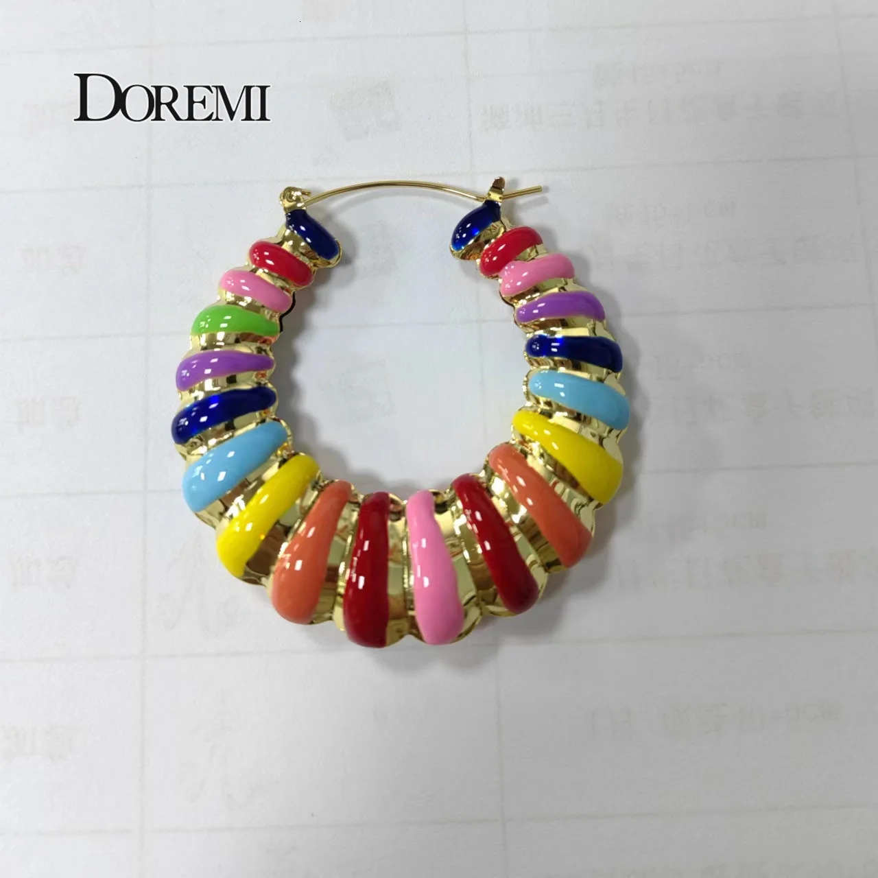 Hoop Huggie DOREMI Enamel Colorful Multishape Bamboo Earrings Hiphop Customize Color Earring Bamboo Style Custom Earrings for Women Gifts 231018