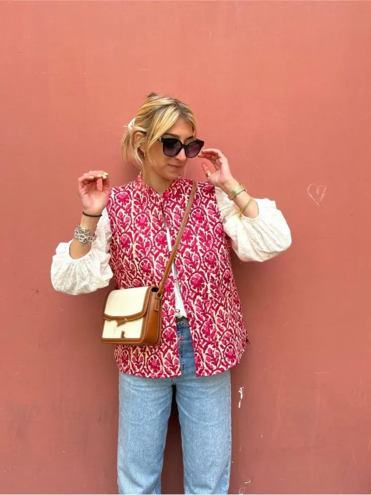 Women's Vest Printed Embroidery Reversible Jacket Vintage National Style Casual Patchwork Vests 2023 Elegant Streetwear Waistcoat 231018