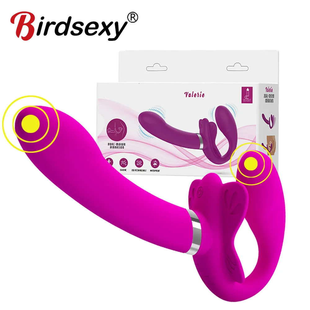 Vibrators PrettyLove Strapless Strapon Dildos For Women 12 Speed Vibrating Double Penetration Vibrator Lesbian Sex Toys 231018