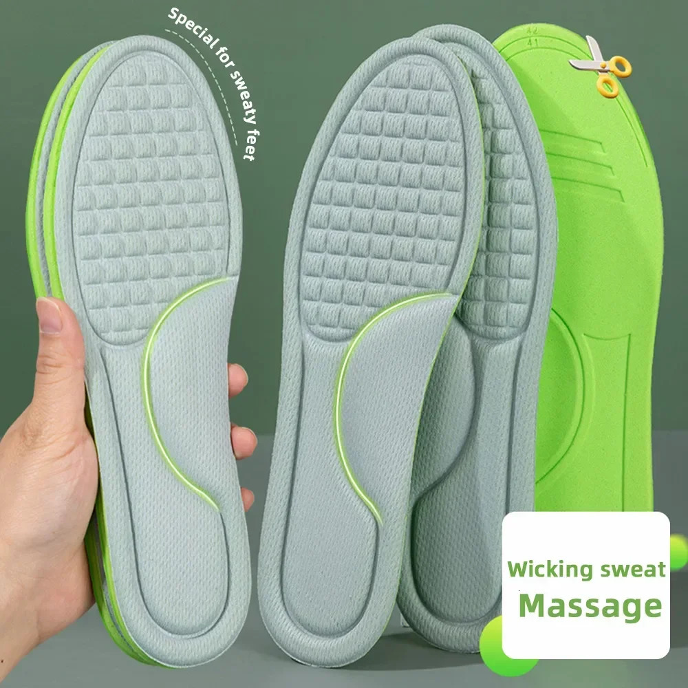 Shoe Parts Accessories 15pairs Massage Memory Foam Insoles For Sport Running Shoes Sole Breathable Cushion Pads Nano deodorization Feet 231019