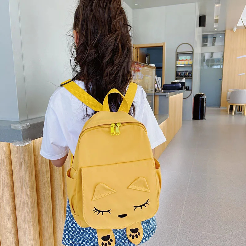 Backpacks INS Style Cute Candy Color Children's Backpack Boys And Girls School Bag Cat Smile Print Baby Bags Kids Accessories 231019