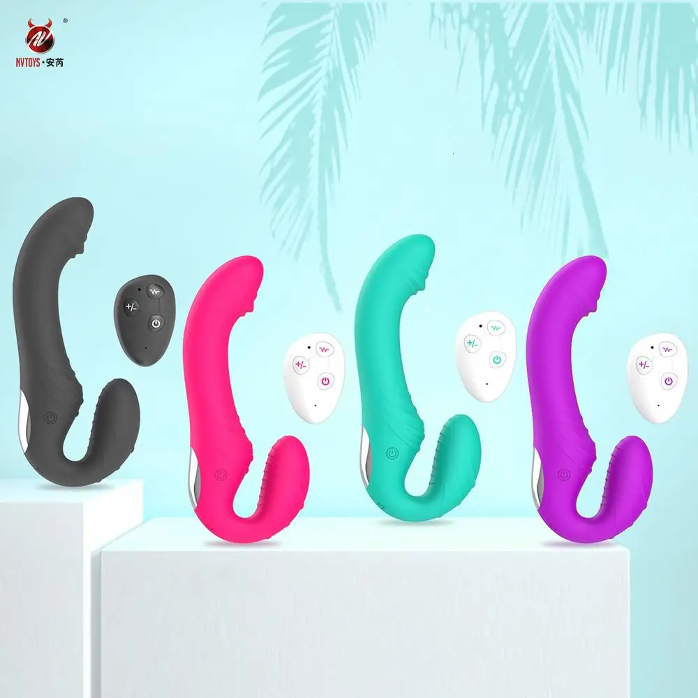 Vibrators 10 Speeds Strapless Strapon Anal Prostate Massager Dildo Vibrator Female Double Vibrating G Spot Adult Sex Toys for Women Couple 231018