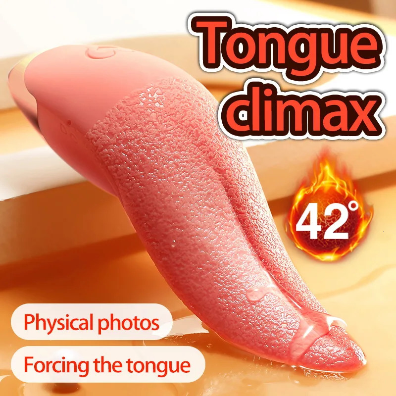 Vibrators Wearable SelfHeating Licking Tongue Stimulation Vibrator GSpot Clitoral Dildo Nipple Masturbation Female Sex Toy 231018