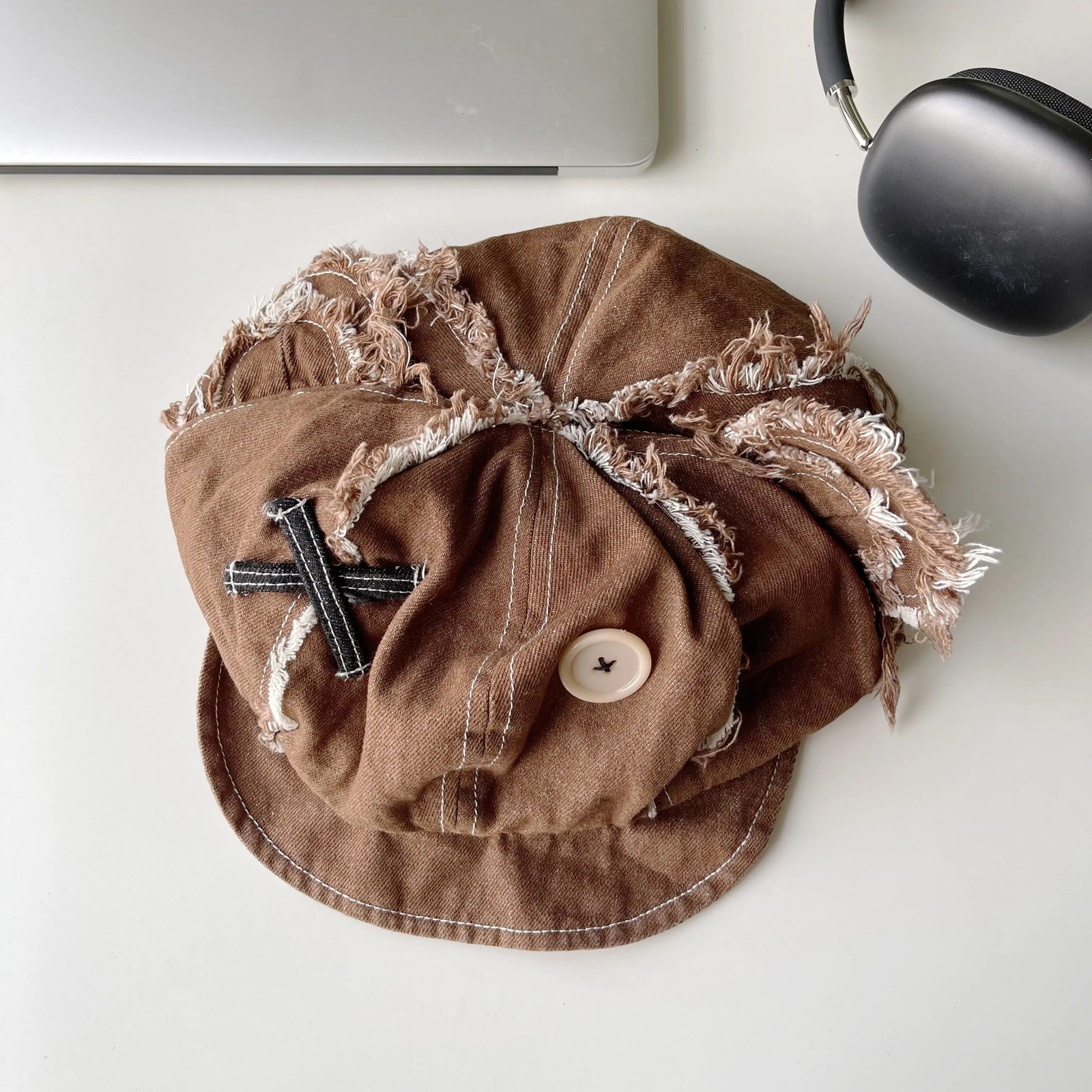 Berets Y2k Japanese Harajuku Cute Bear Ear Hats for Women Girls Vintage Washed Denim Beret Hats Boina Mujer Chic Streetwear Gorras 231018