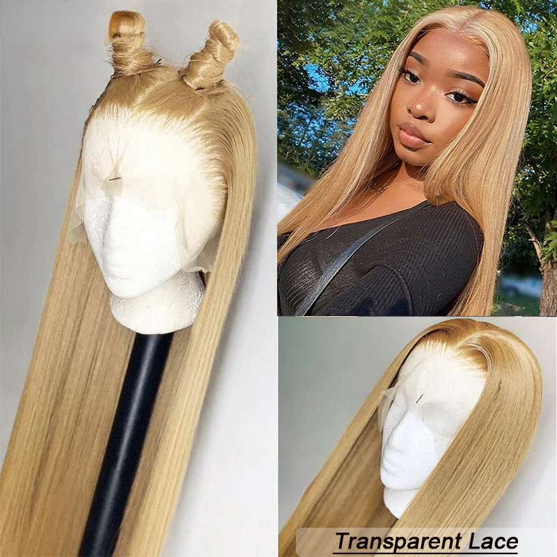 Peruvian Hair Light Brown Blonde Full Lace Front Human Hair Wigs Highlight HD Lace Frontal Wigs 180% Cheap Virgin Hair Silky Straight Wigs for Women