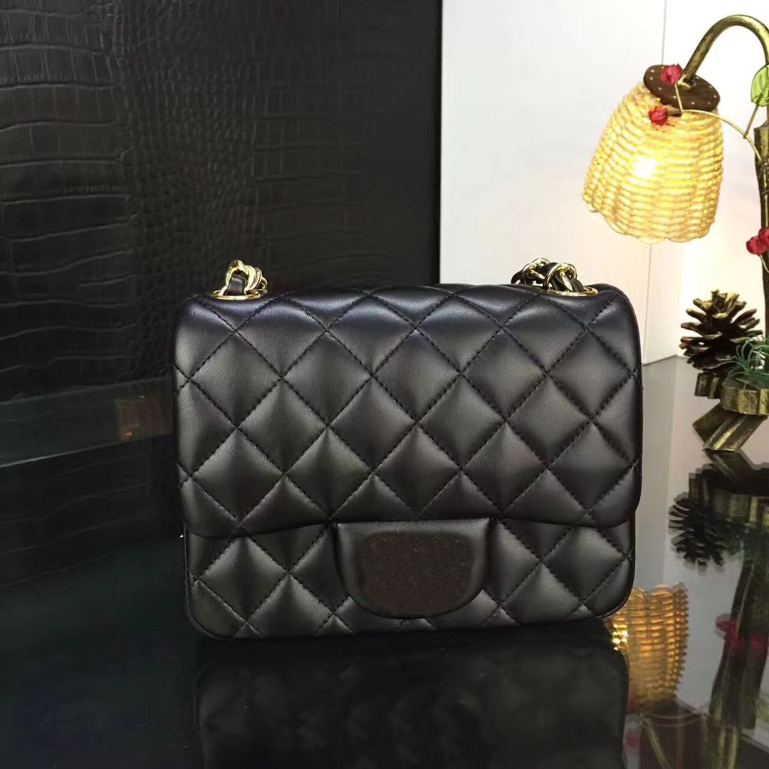 10A Top Tier Luxury Designer Shoulder Bag 17cm Mini Square Flap Bag Mirror Quality Women Real Leather Caviar Lambskin Quilted Classic Purse Gold Chain Strap