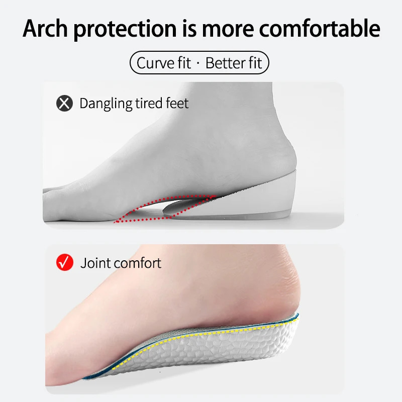 Shoe Parts Accessories 1pairs Orthopedic Arch Support Insole Invisible Height Increasing Soft Elastic Light Weight Lift for Men Women Shoes Pads 23101