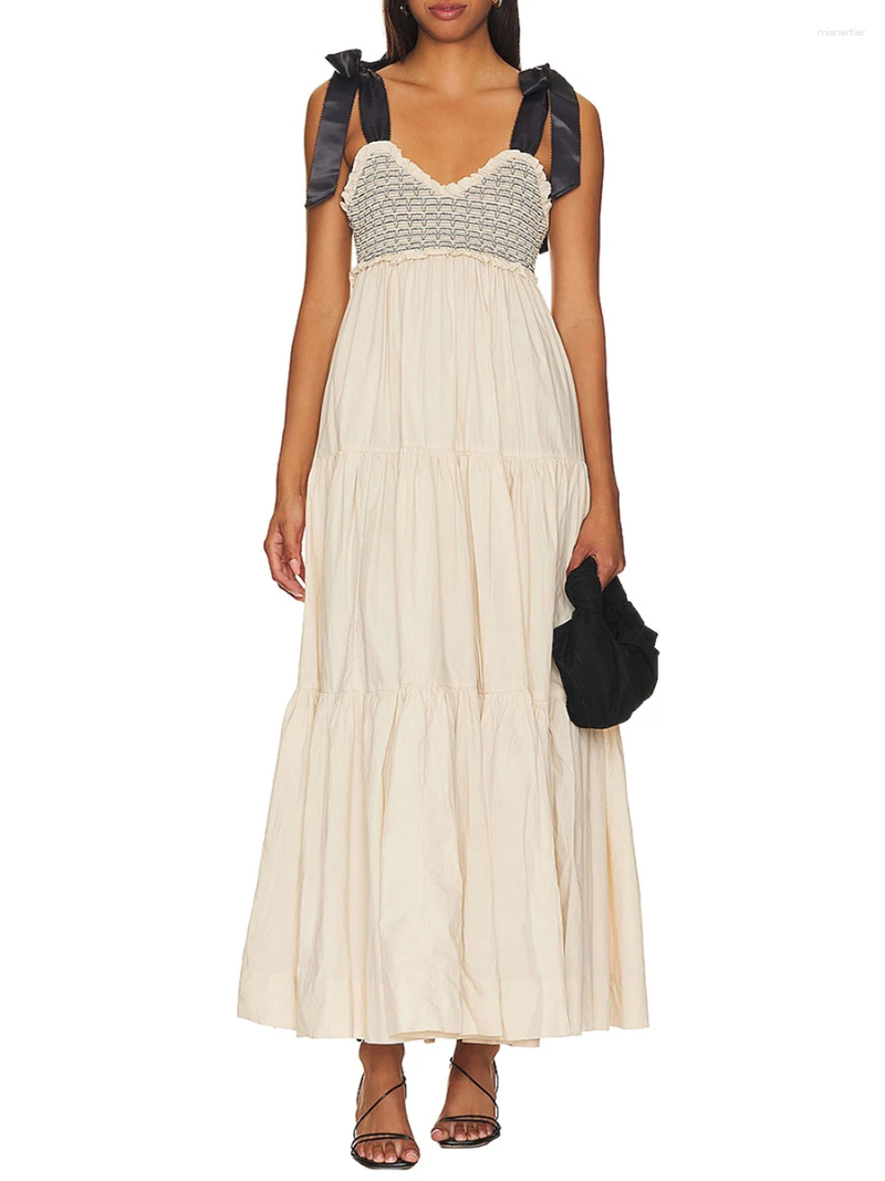 Casual Dresses Women S Summer Slip Dress Abstract Print V-Neck Sleeveless Tie-up Slim Long