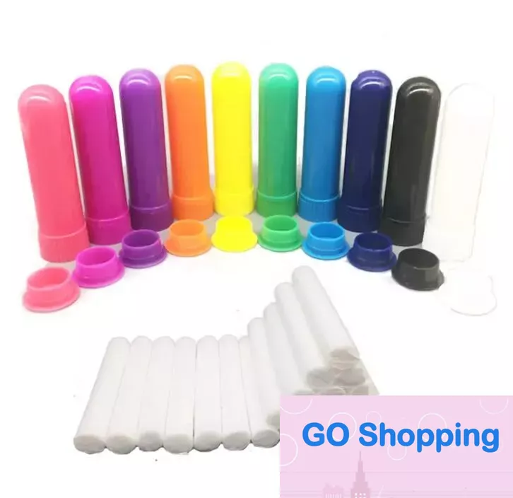 100 Sets Colored Essential Oil Aromatherapy Blank Nasal Inhaler Tubes Diffuser With Quality Cotton Wicks