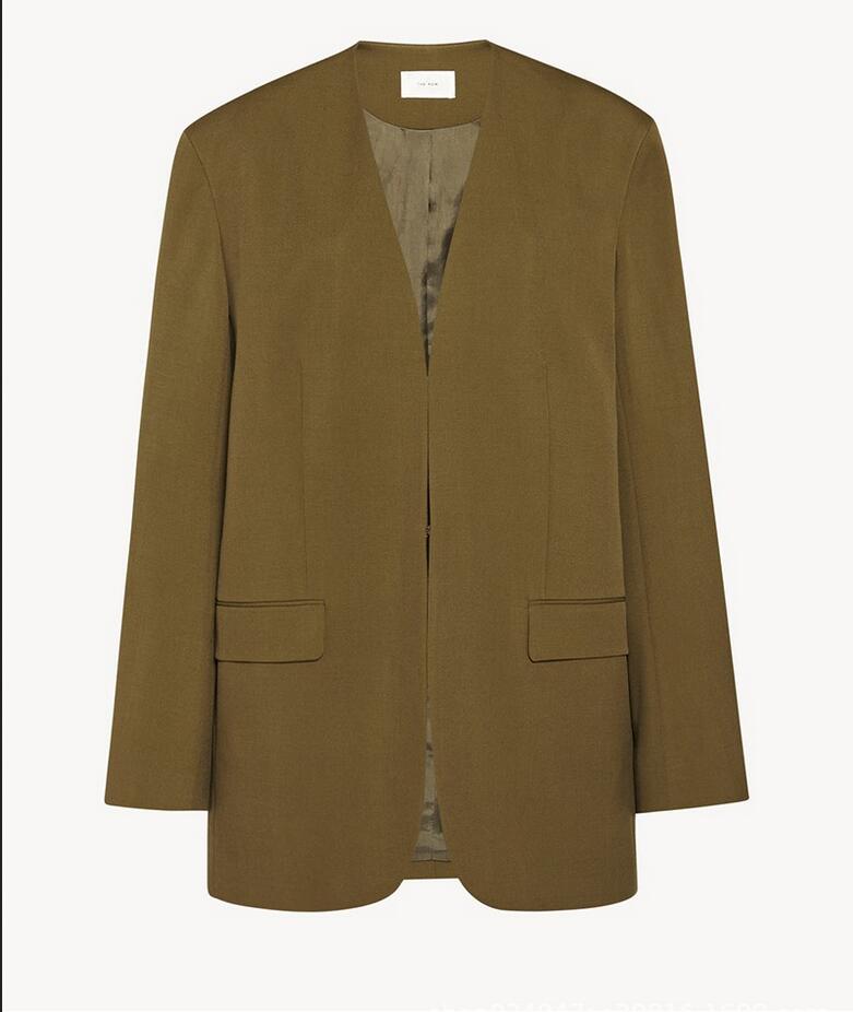 Th * row Wool Blended Classic Top 2023 Spring and Autumn New Mohair Ultra Simple Fashion Fie Suit Coat