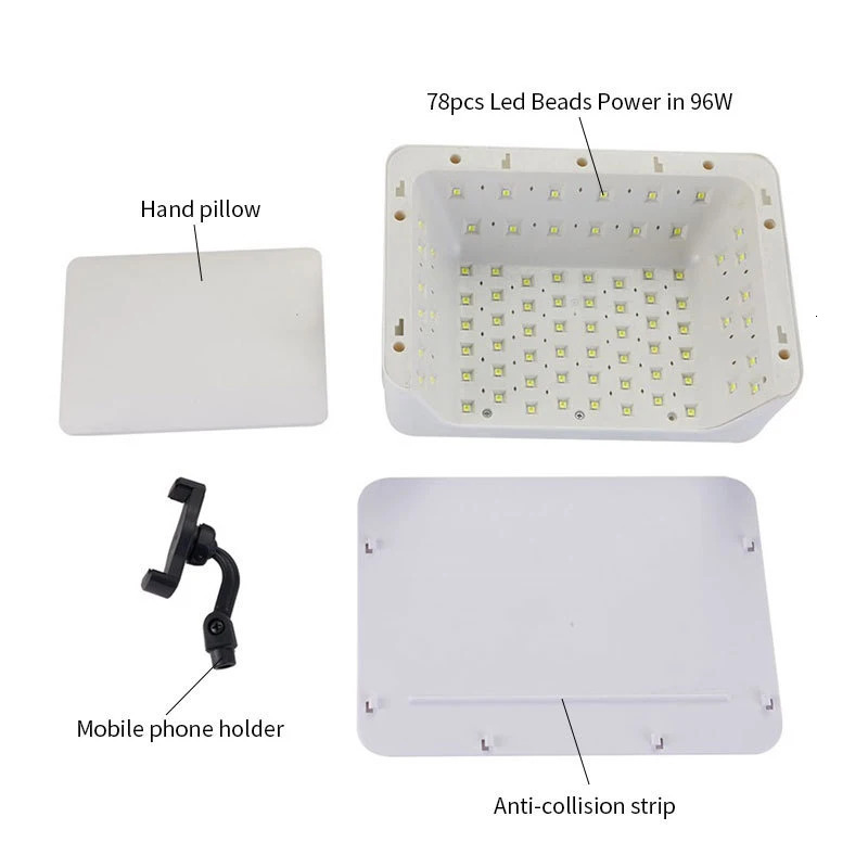 Nail Dryers 96w Nail Lamp UV LED Lamp Machine With Hand Pillow Wear Nail Special Nail Lamp High-power Quick-drying Nail Polish Baking Lamp 231020