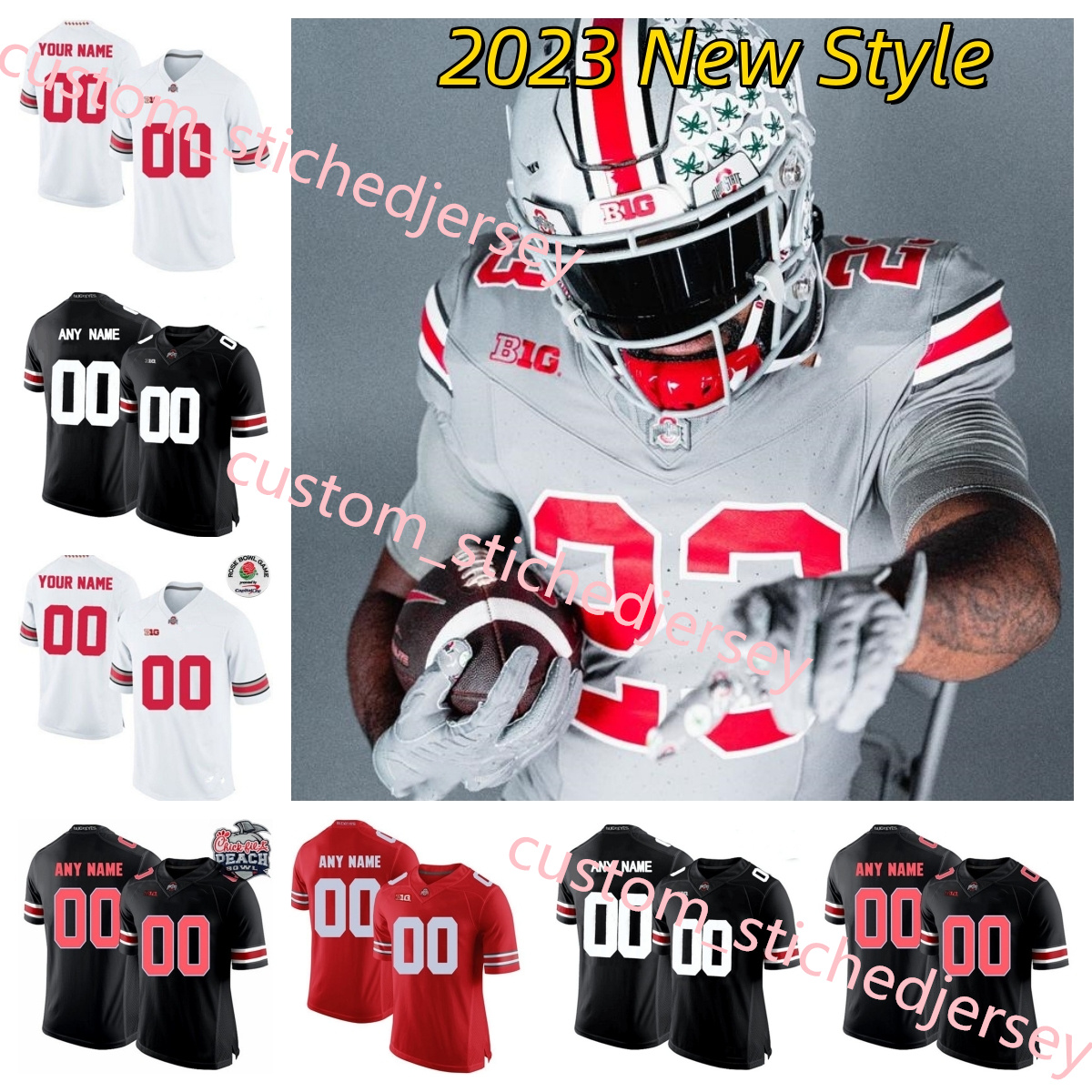 NCAA 2023 Newest Ohio State Buckeyes FootBall Jerseys TreVeyon Henderson Emeka Egbuka Marvin Harrison Jr. Custom Stitched Mens Youth Ohio State Jerseys