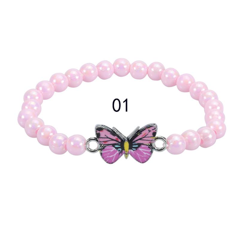 Girl Butterfly Beads Bracelet Friendship Jewelry Kids Party Favor Adjustable Lucky Wristband Colorful