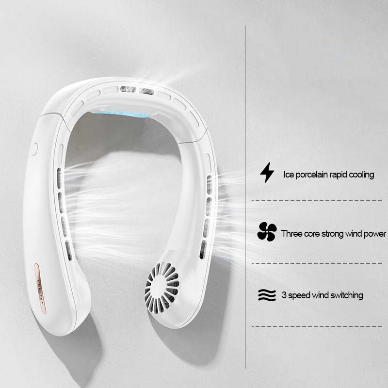 New Mini Hanging Neck Fan Portable Air Conditioner USB 5000mah Rechargeable Air Cooler 5 Speed Electric Fan For Outdoor