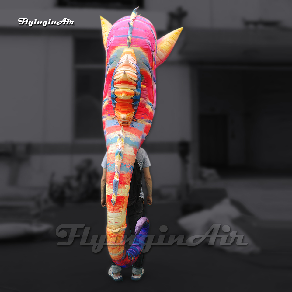 Fantastic Parade Performance Walking Inflatable Seahorse Puppet Carried Sea Animal Model Blow Up Hippocampus Balloon With Light For Event