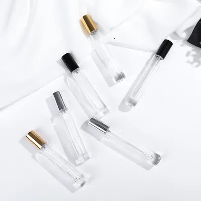 Perfume Bottle 10pcs/lot 10ml Transparent Glass perfume Spray Bottle Sample Glass Vials Portable Mini Perfume Atomizer Gold Silver Cap 231020