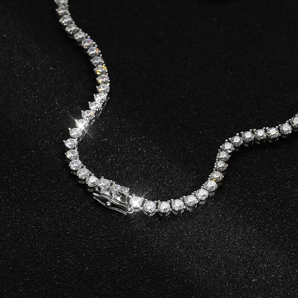 tennis chain necklace designer for women stainless steel plated gold silver 3MM 4MM width inlaid 1 row diamond iced out chains link necklaces hip hop 