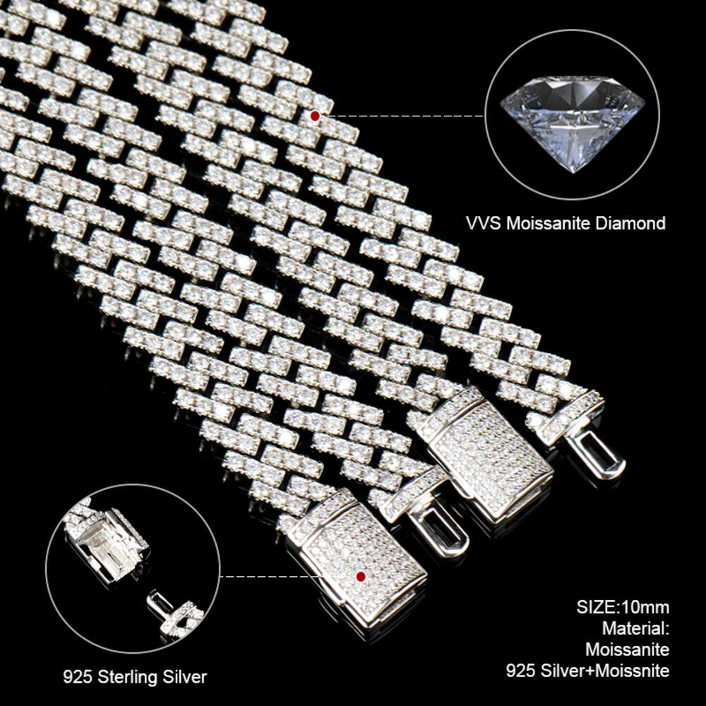 10mm Wide Cuban Link Jewelry Diamond Luxury Necklace for Women and Man Moissanite Cuban Chain Cuban Link