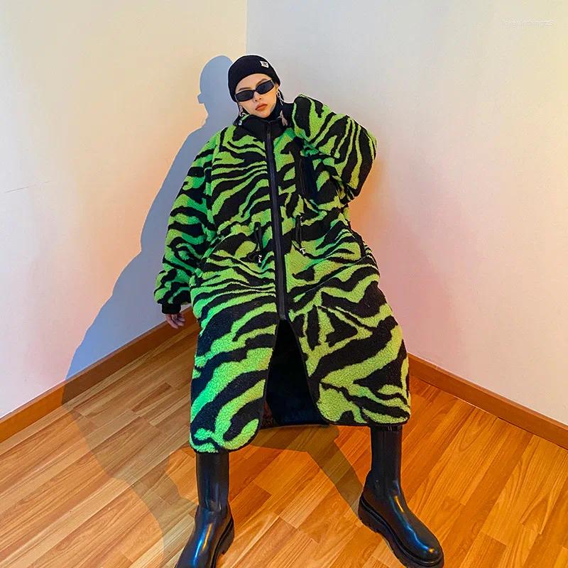 Women's Fur Women Winter Faux Teddy Bear Coat Thick Oversized Long Zebra Color Loose Women;S Jacket
