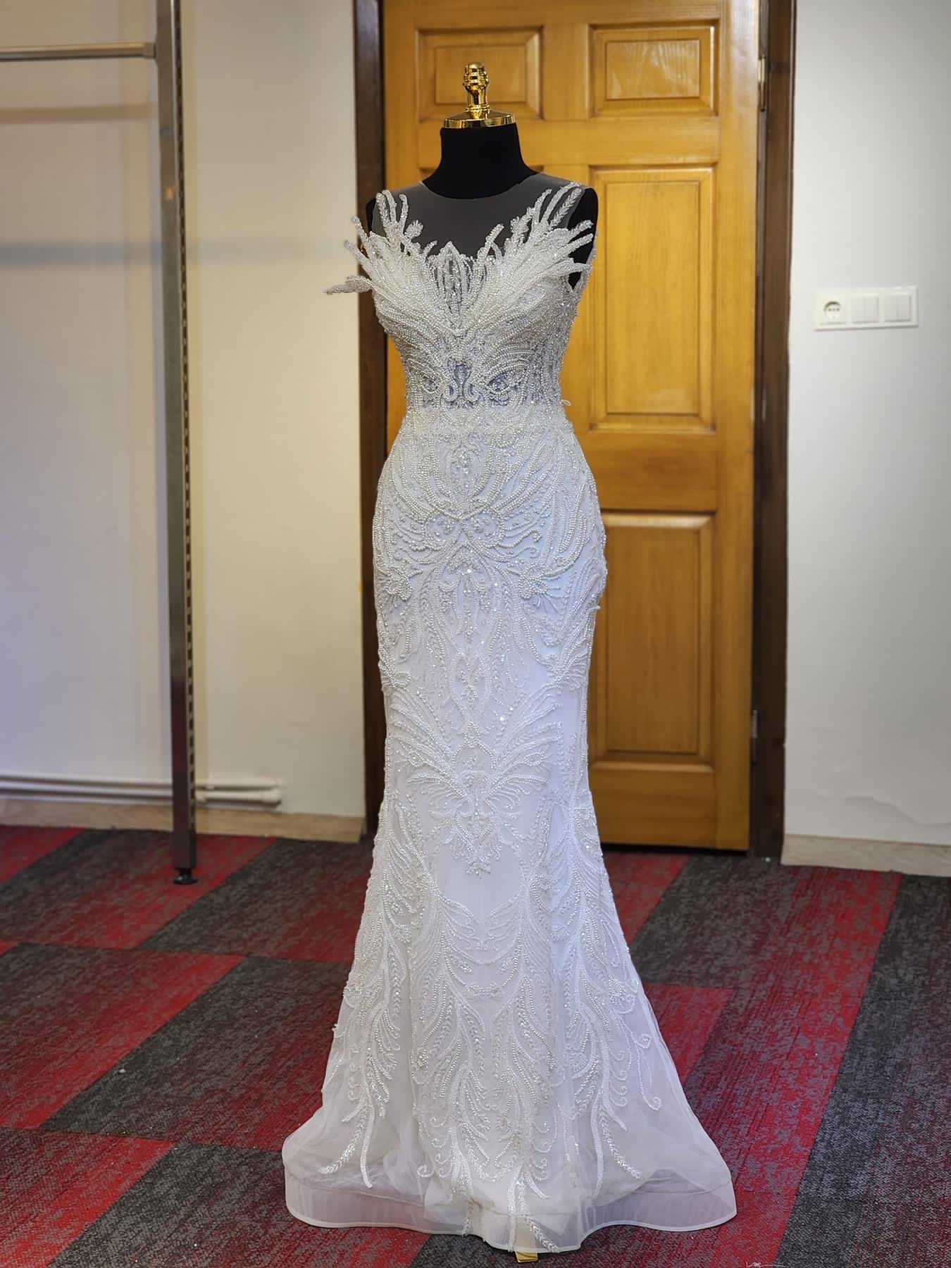 2023 Oct Arabic Aso Ebi Plus Size Sequined Lace Mermaid Wedding Dress Detachable Train Bridal Gowns Dresses ZJ610