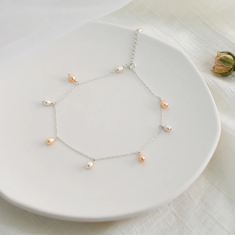 Anklets Designer luxury Anklet Natural Freshwater Pearl for Women Simple Temperamental Beach 925 silver Festival gift