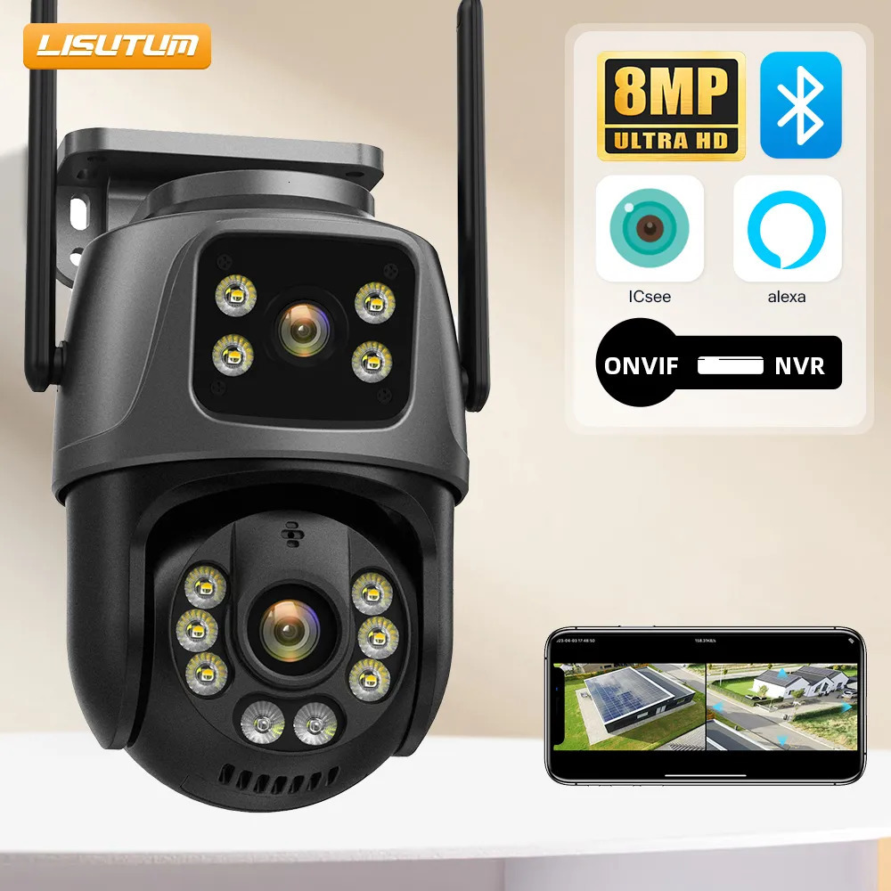 Pinhole Cameras Dual Lens 360 Wifi Camera IP66 Security Protection 8MP 4K Wireless Outdoor Human Detection ICSEE Video Surveillance PTZ 231019