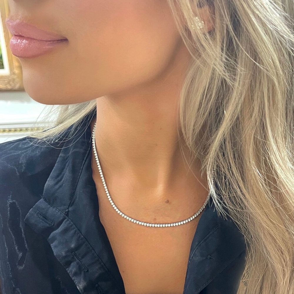 tennis chain necklace designer for women stainless steel plated gold silver 3MM 4MM width inlaid 1 row diamond iced out chains link necklaces hip hop 