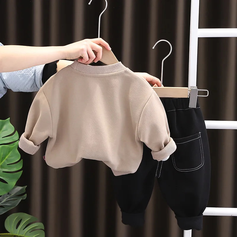 Clothing Sets Korean Spring Autumn Children Boy 2PCS Clothes Set Long Sleeve Letter Sweatshirt Jeans Pants Suit Toddler Baby Boy Outfit 231020