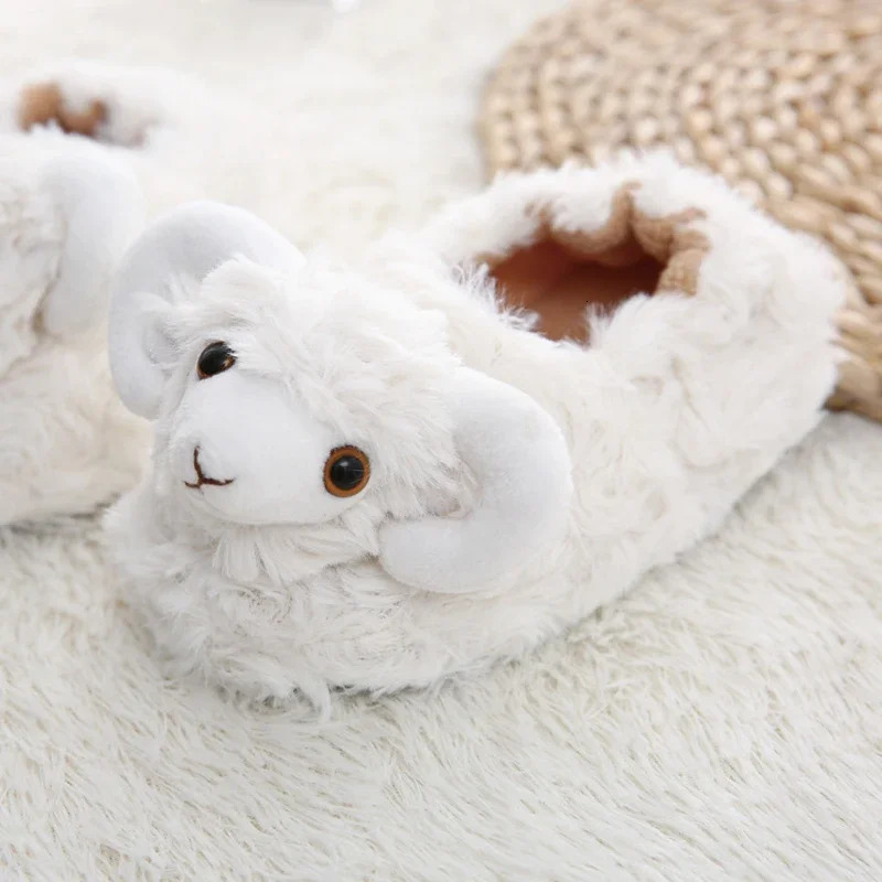Slipper Toddler Girls Slippers Indoor Winter Cartoon Sheep Plush Warm Kid Boys House Footwear Soft Rubber Sole Home Shoes Baby Items 231020