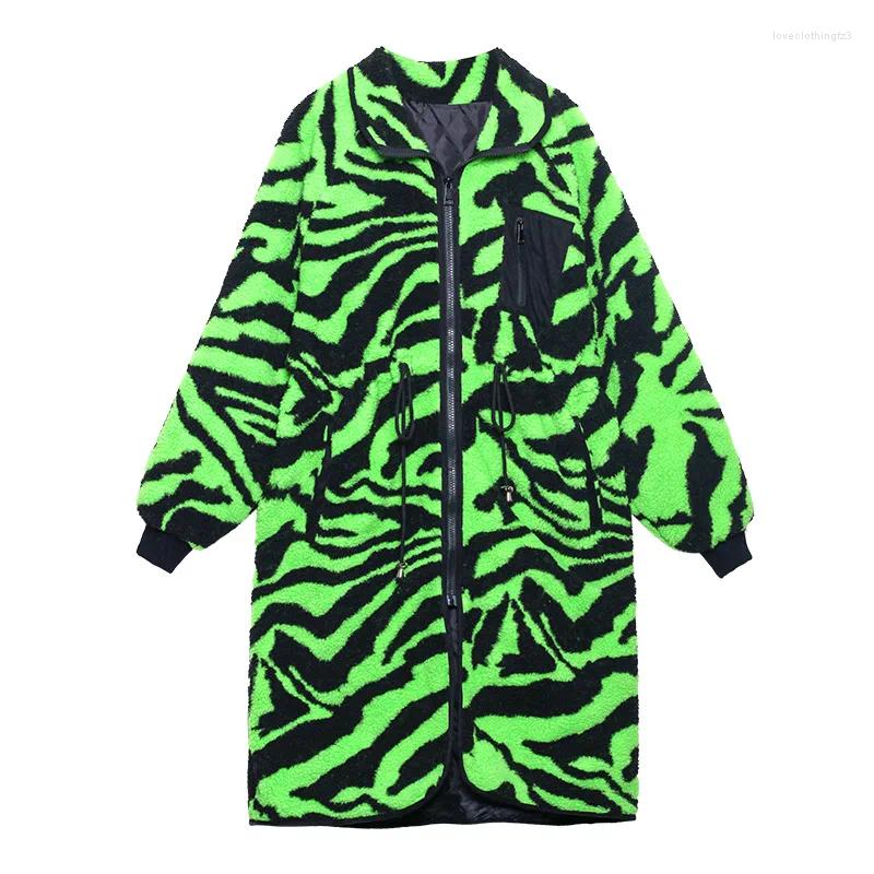 Women's Fur Women Winter Faux Teddy Bear Coat Thick Oversized Long Zebra Color Loose Women;S Jacket