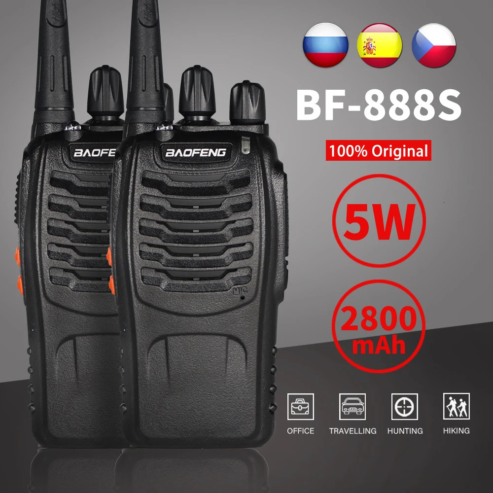 Walkie Talkie 2pcs Baofeng BF 888S 5W 16 Chs 400 470MHz UHF FM Transceiver 6m Two Way Radio Comunicador For Outdoor Hiking 231019