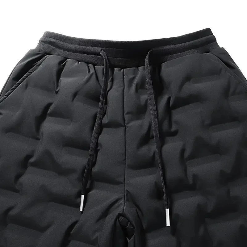 Men's Pants 90 White Duck Down Winter Men Warm Fleece Thickened Plush Thermal Drawstring Waist Trousers Beam Foot 231020