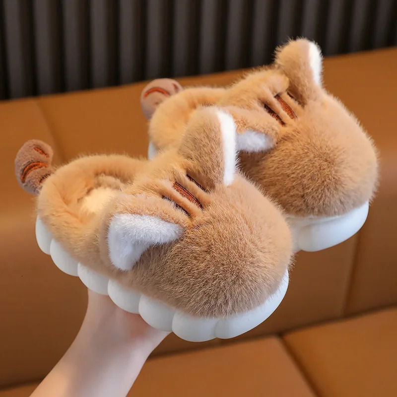 Slipper Children Cotton Slippers Autumn and Winter Cartoon Cat Cute Warm Thick Soft Kids Shoes for Boys and Girls Plush Solid Color 231020