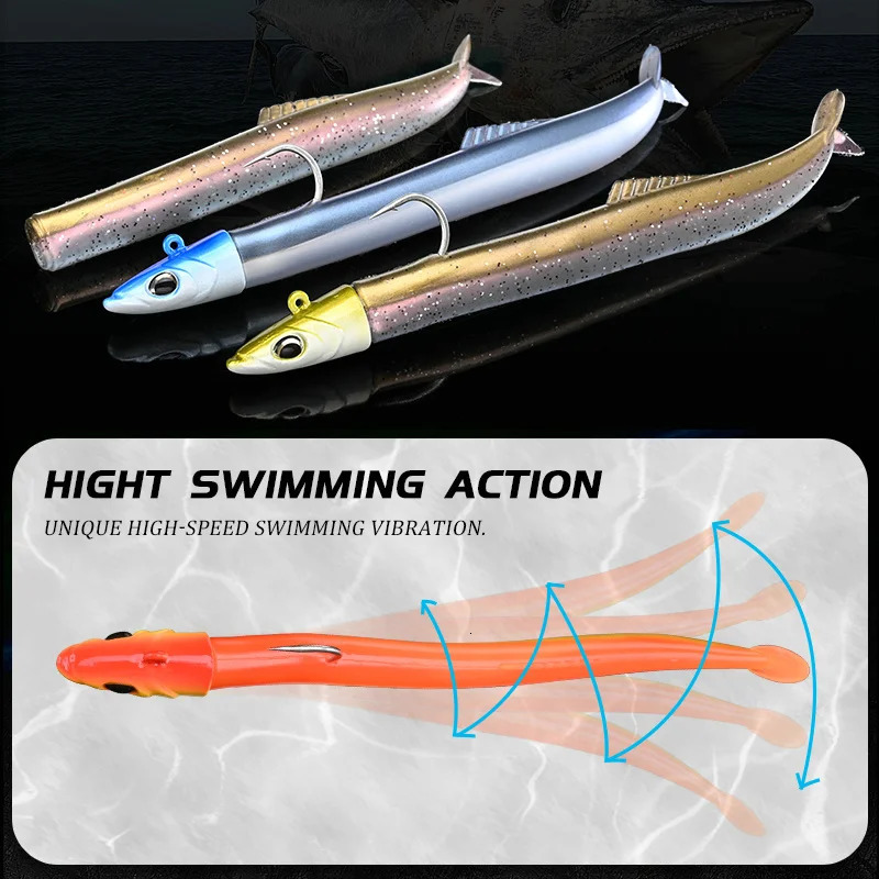 Baits Lures BLUX FLASH SAND EEL 14G27G Soft Fishing Lure Tail Jig Head Hook Minnow Artificial Bait Saltwater Sea Bass Swimbait Tackle Gear 231020