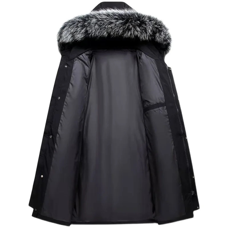 Men's Vests Winter White Duck Down Jacket Men Thicken Warm Puffer Jackets Male Casual Hooded Coat Fur Collar MidLength Windbreaker 231020
