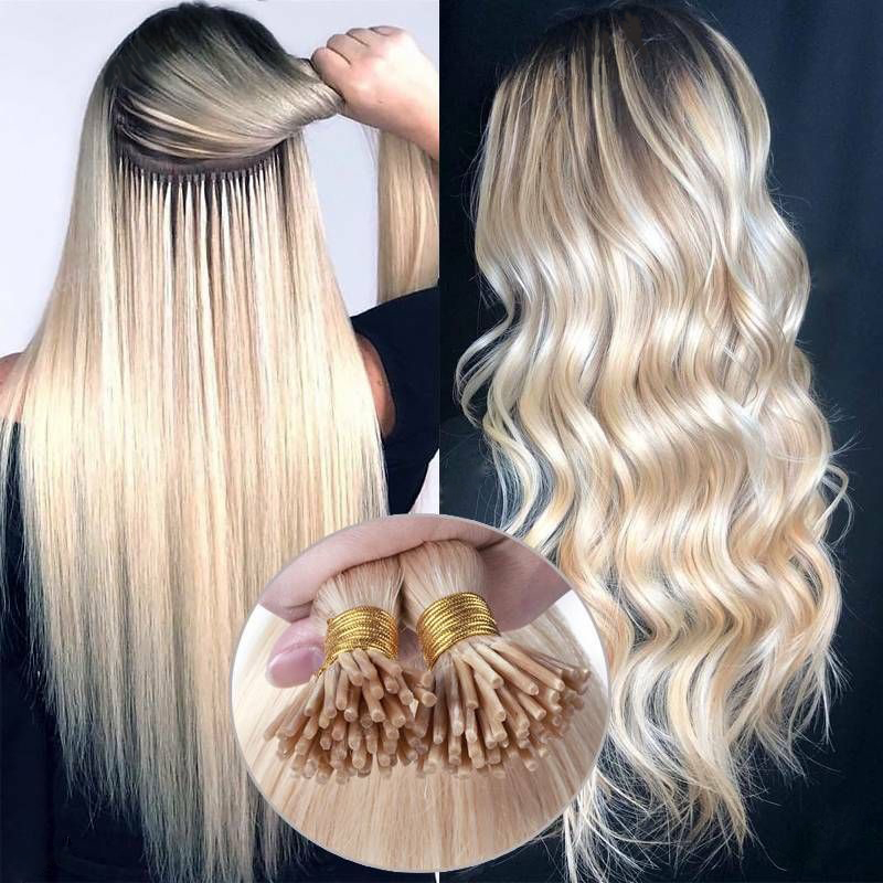 Blonde Pre bonded Hair Extensions Remy Human Hair Cold Fusion Stick Tip Hair Extensions Natural Black Brown Mixed Blonde Color 16 18 20 22 24 26inch 1