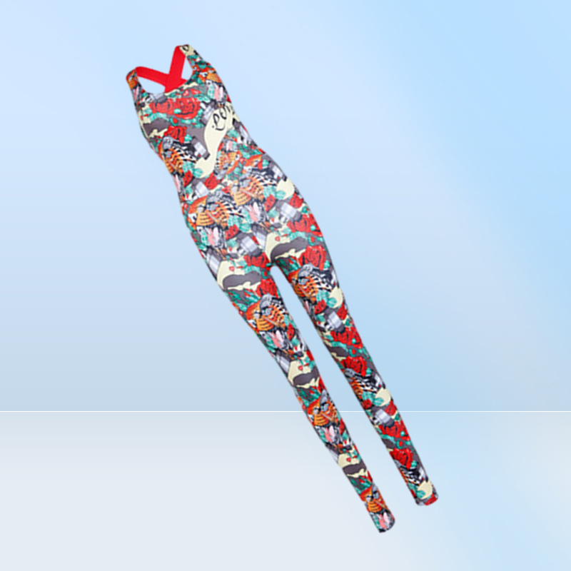 CrazyFit One Piece Sexy Sport Suit Women Padded Floral Print Yoga Workout Clothes Running Set Jogging Gym Clothing Jumpsuit