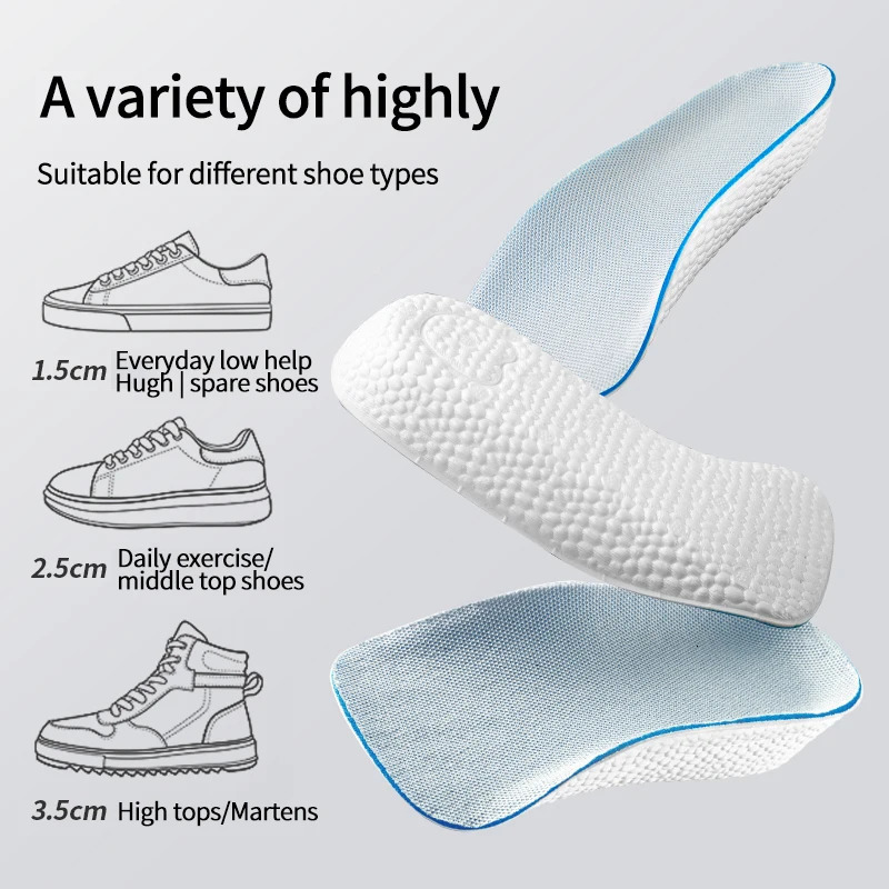 Shoe Parts Accessories 1pairs Orthopedic Arch Support Insole Invisible Height Increasing Soft Elastic Light Weight Lift for Men Women Shoes Pads 23101