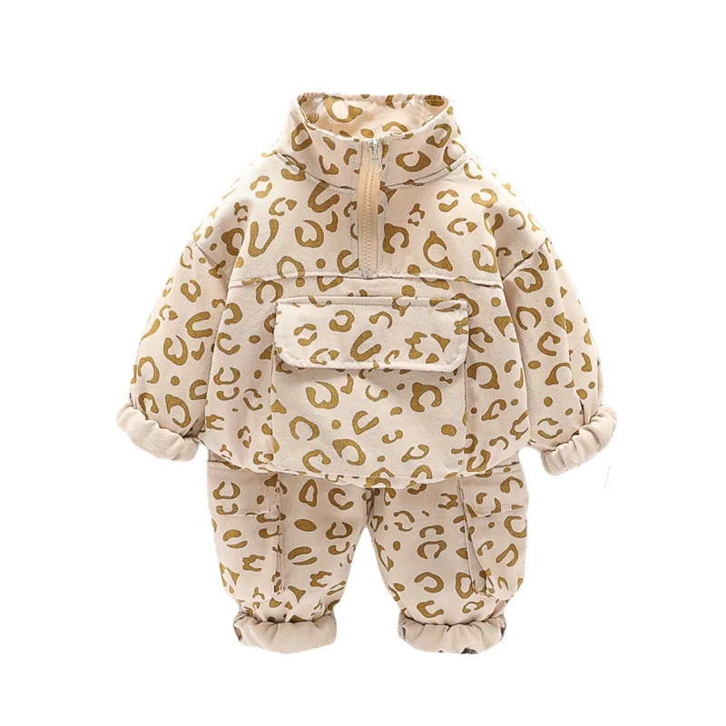 Clothing Sets OLEKID Spring Autumn 2PCS Kids Girls Clothing Set Cotton Leopard Coat Baby Girl Cargo Pants Clothes Set Little Boy Suit 231020
