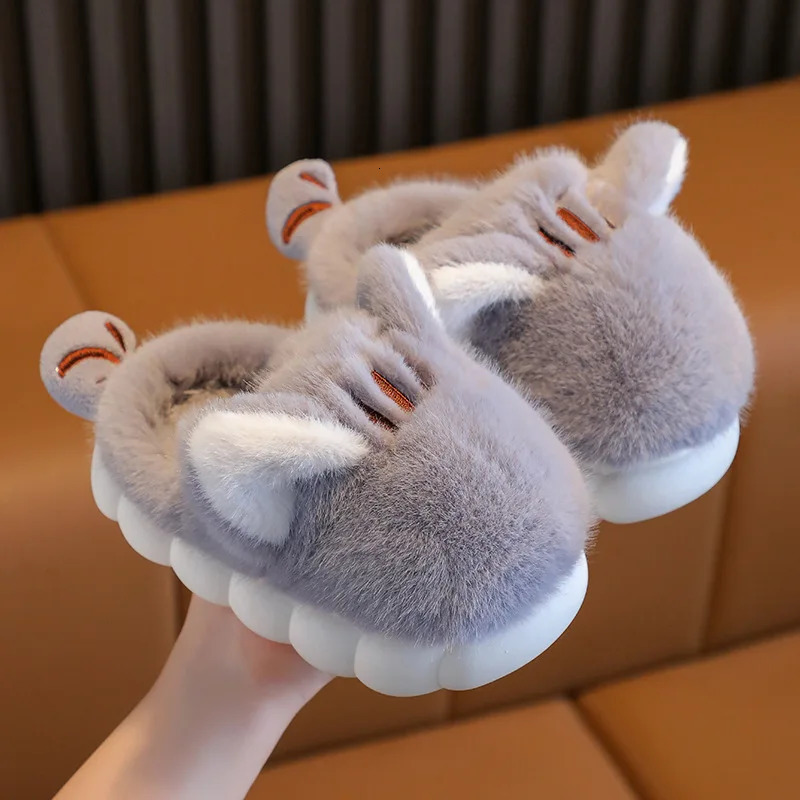 Slipper Children Cotton Slippers Autumn and Winter Cartoon Cat Cute Warm Thick Soft Kids Shoes for Boys and Girls Plush Solid Color 231020