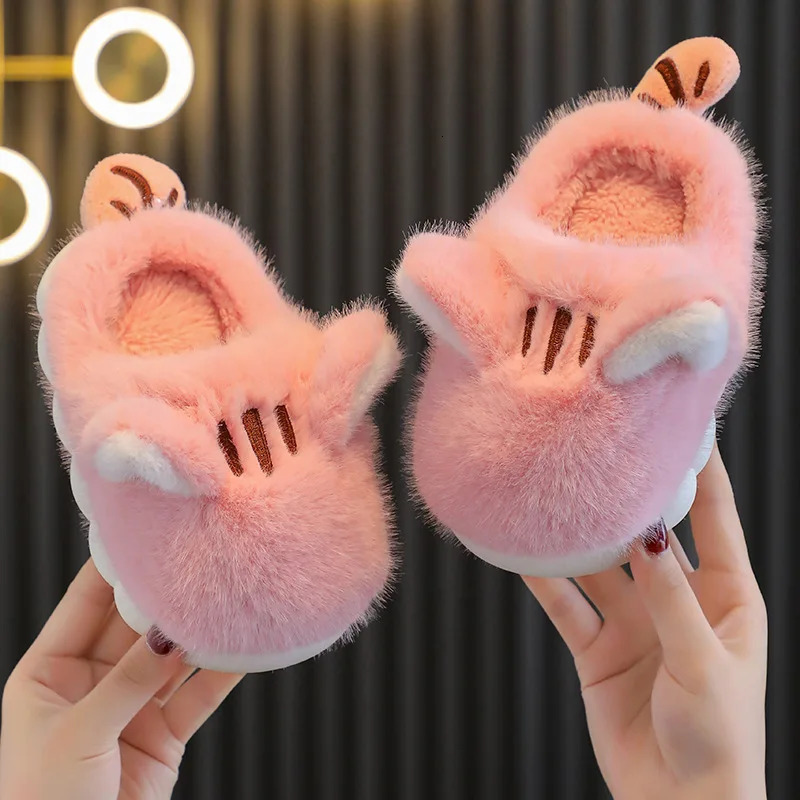 Slipper Children Cotton Slippers Autumn and Winter Cartoon Cat Cute Warm Thick Soft Kids Shoes for Boys and Girls Plush Solid Color 231020