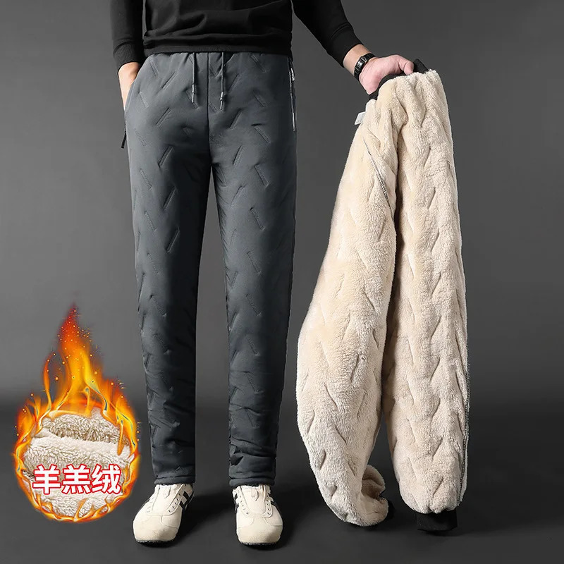 Men's Pants Lamb Fleece Casual Winter Thick Warm Plus Size Loose Sports Footpants Down Cotton cargo pants men streetwear 231020